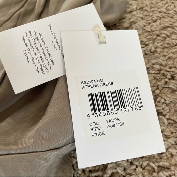 Significant Other Athena Draped Asymmetrical Dress Taupe Size US 4 NWT - Picture 5 of 11